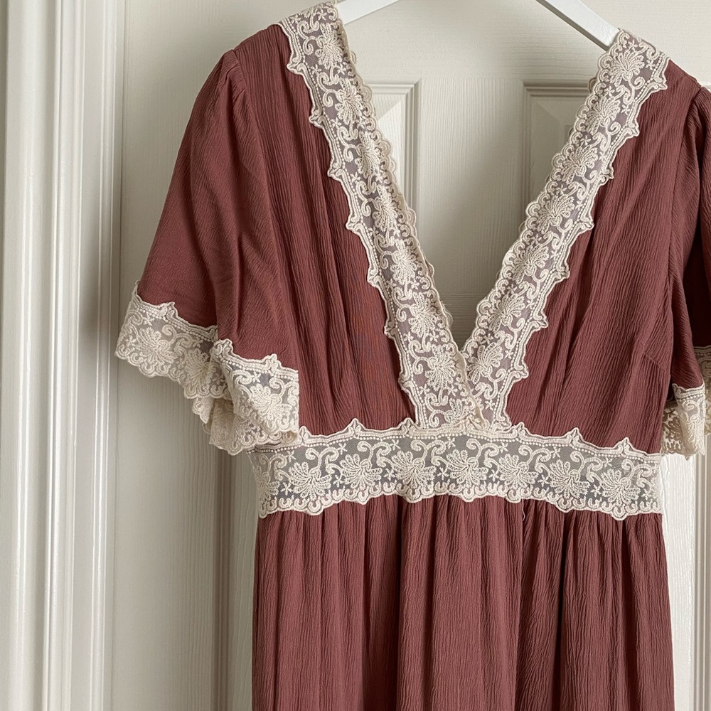 Free People Dupe Dress in Rust and Ivory